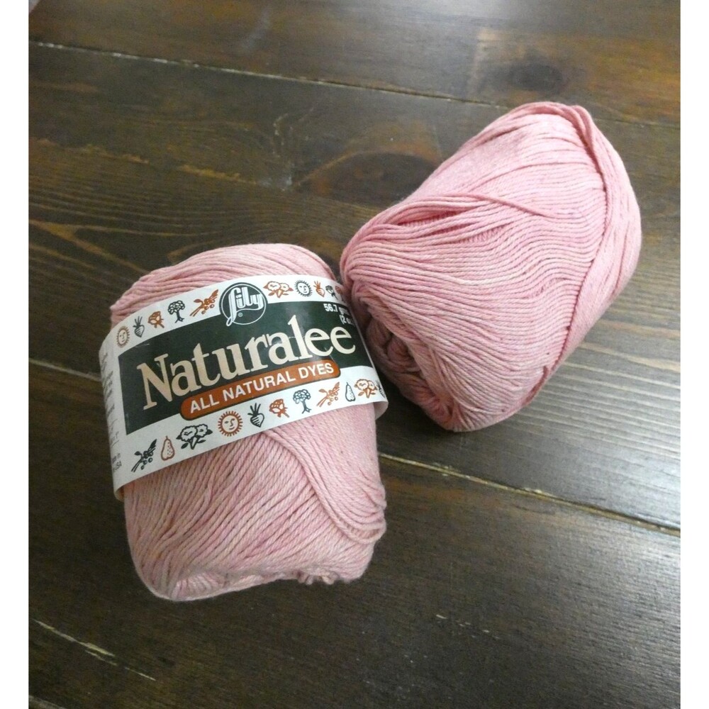 VTG Lily Naturalee 2 Skeins Dusty Rose Natural Dye Yarn 4 Ply Cotton Sport 210yd